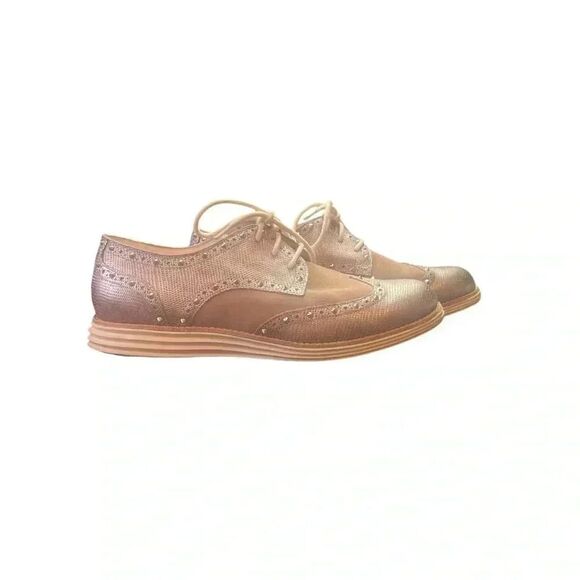 Cole Haan Shoes - Cole Haan Rose Gold Wingtip Studded Oxford Size 8.5